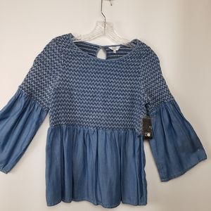 Crown & Ivy Chambray Top Small NEW